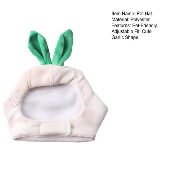 Cute Garlic Pet Hat Garlic Shape Cat Hat with Ear Holes Soft Plush Adjustable Pet Hat for Small Dogs And Cats Party Costume Photo Prop