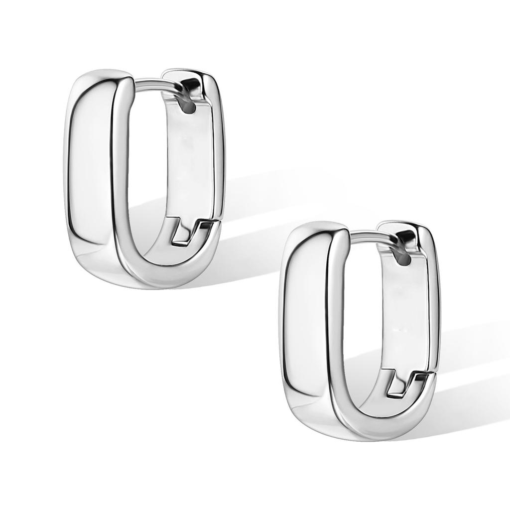 Light Luxury U Shaped Smooth Hoop Earrings Exquisite Minimalist Circle Ear Studs Elegant Versatile High End Jewelry
