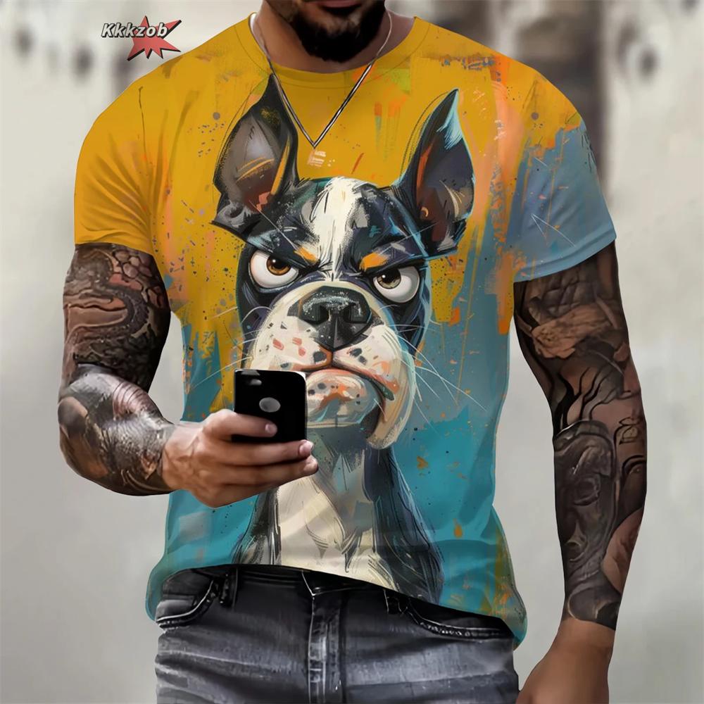 Summer Funny Dog Pattern 3D Print Men's T Shirt Casual O-Neck Loose Short Sleeve Fashion Trend Men Clothing Oversized T-Shirt