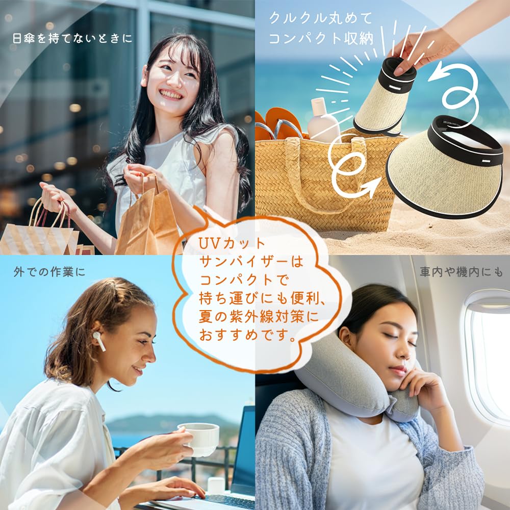 Sun Sun UV Protection General One Size Fits Wide Small Face Cool Arm Cover Included Number [SanDoll] Women's Visor, Straw-like Visor, Women's Hat,