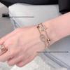 Classic Five-Pointed Star Rhinestone Double-Layer Bracelet - Women's Daily Versatile Two-Piece Set Jewelry
