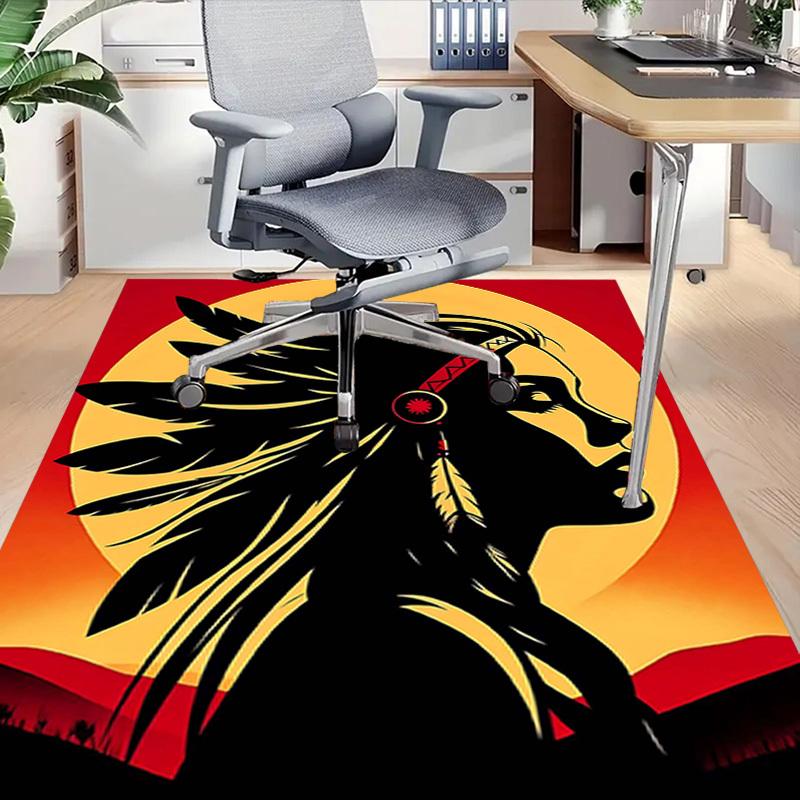 1PC Native American, Sunset Non-Slip Floor carpet, suitable for Office, bedroomand playrooms. It can also be used as a sofa footrest cover-T94