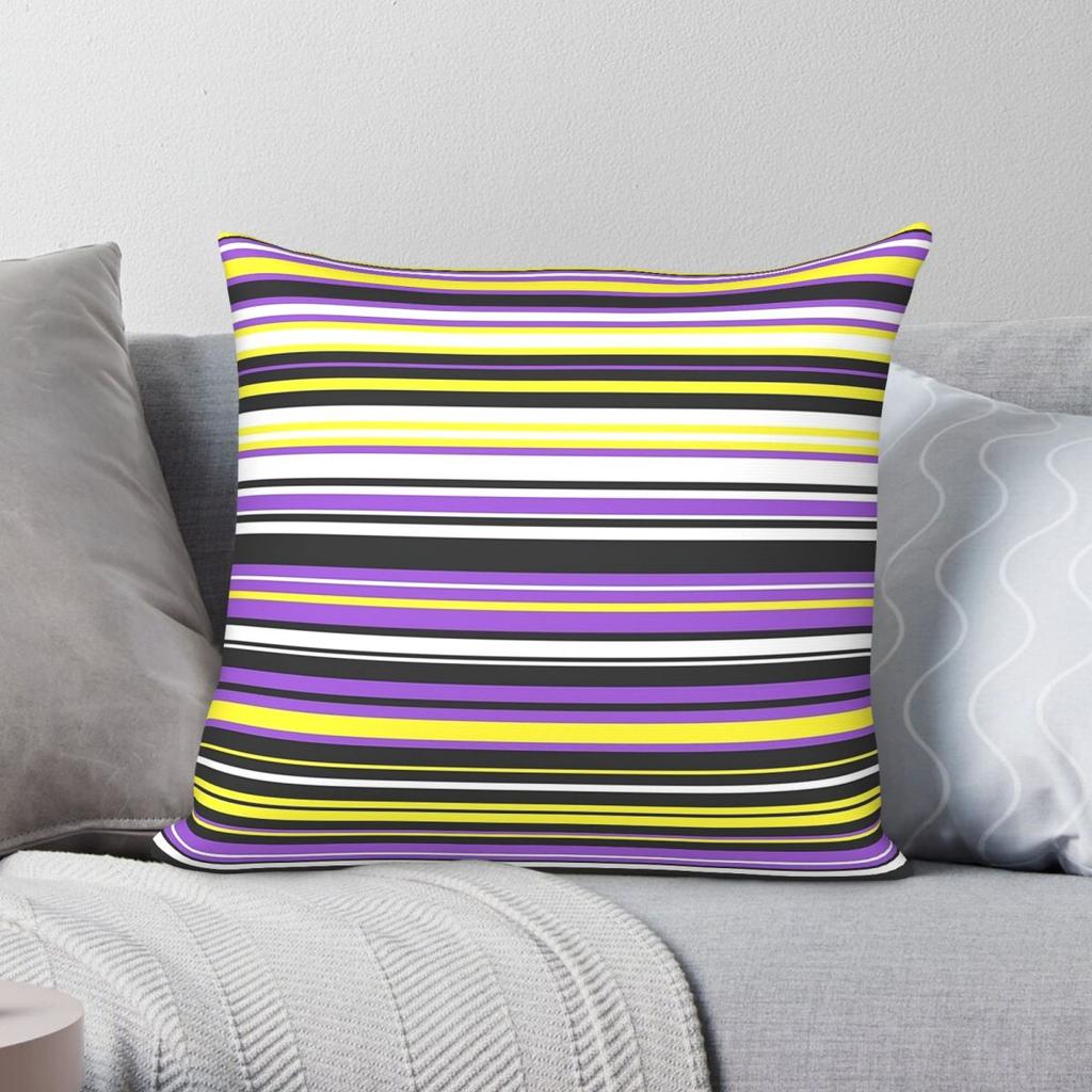 Non Binary Pride Flag Colors Square Pillowcase Polyester Linen Velvet Pattern Zip Decor Home Cushion Case x