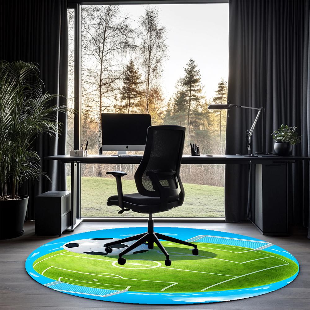 Fußball bedruckter runder Teppich Teppich Stuhlteppich Läufer Eingang Fußmatten, für Bürostuhl Wohnzimmer Schlafzimmer Küche.