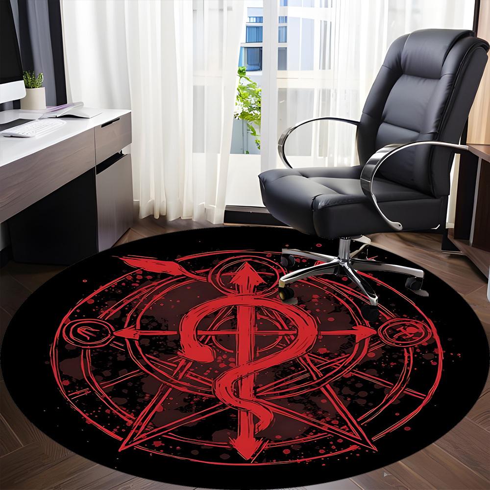 1pc Alchemy Symbol Office Round Area Rug, Indoor Mat Suitable For Office, Under Office Chairs Bedroom Living Room Home Decor, Room Deco
