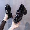 Thick-soled Loafers Women's Spring, Summer and Autumn Round Toe Pedal JK Uniform British Style Retro Small Leather Shoes