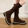 Women's High Boots Suede Designer Flats Sport Shoes Fashion Luxury Cozy Winter Botas New Walking Warm Chelsea Boots Femme