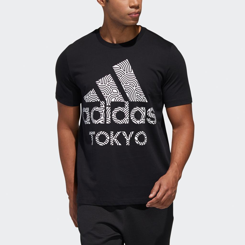 Adidas Dynamic Letter Print Casual Sports Short Sleeve T-Shirt Men Tops Black GD5006