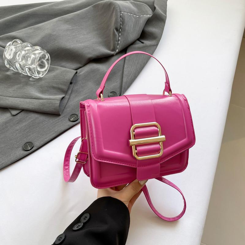

Женские сумки из ПУ кожи, роскошная дизайнерская женская сумка через плечо, новая модная маленькая квадратная сумка конфетного цвета, сумка-мессенджер KTY 19x6x13.5cm горячий розовый