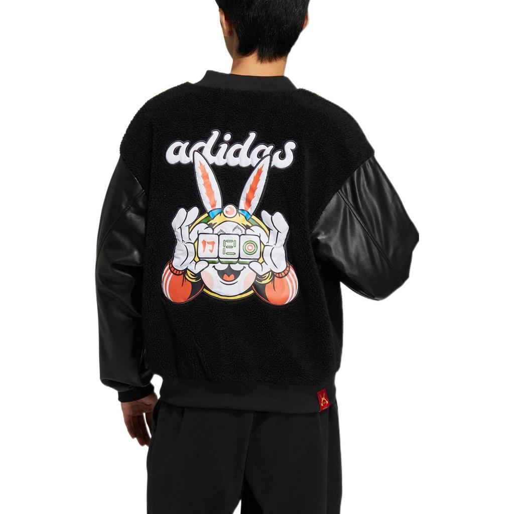 adidas Neo U CNY Jacket Embroidered Fleece Baseball Uniform Unisex Jackets Black IA6903