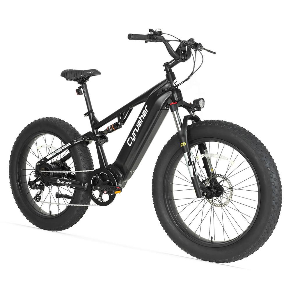 Cyrusher Rover Full-Suspension eBike, 52V 15.6Ah Batterij zwart