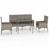 VidaXL Garden Lounge Set 4 Pcs with Cushions Grey Wicker, Outdoor Lounge Set, Furniture Set 319505