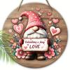 Valentine's Day Gnome "LOVE" Wooden Sign, Round Front Door Decor, Romantic Heart Wall Hanging - Ideal Valentine's Day Gift