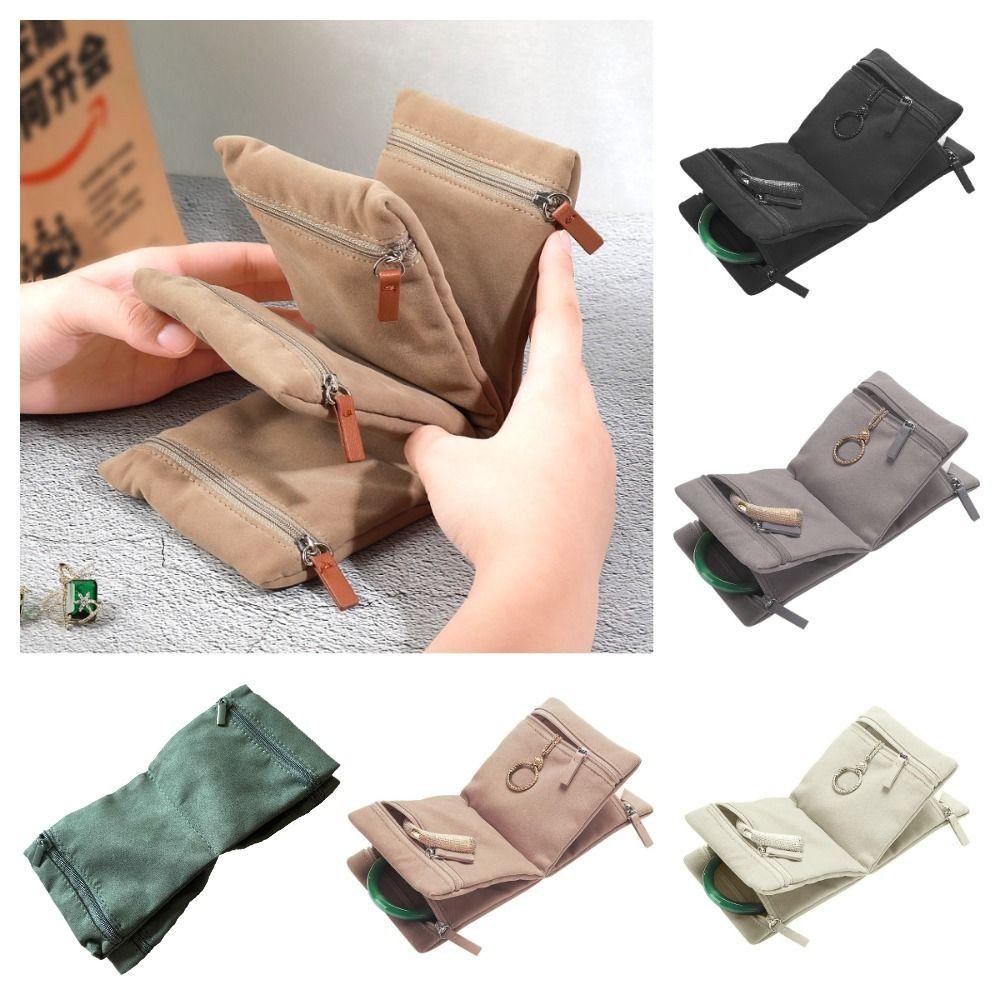 Foldable Travel Jewelry Storage Bag Multiple Compartments Clutch Bag Earrings Container  Travel