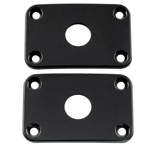 Musiclily Pro Rectangular Plastic Jack Plates for Electric Guitars, Black (Set of 2)