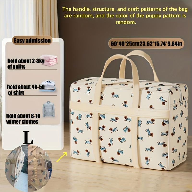 Large Capacity Storage Bag for Clothes Featuring A Cute Dog Pattern, Foldable To Save Space, Suitable for Organizing Luggage During Travel or Moving