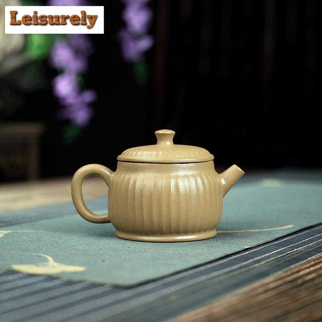 200ml Traditional Yixing Purple Clay Teapots Handmade Pot Raw Ore Dragon's Back Cyan Mud Tea Brewing Kettle Zisha Tea Set Gift