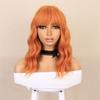Premium Synthetic Women Short Orange Wavy Wig with Bangs Anime Cosplay Costume Wave Curly Wigs Drag Queen Wig Carnival Party