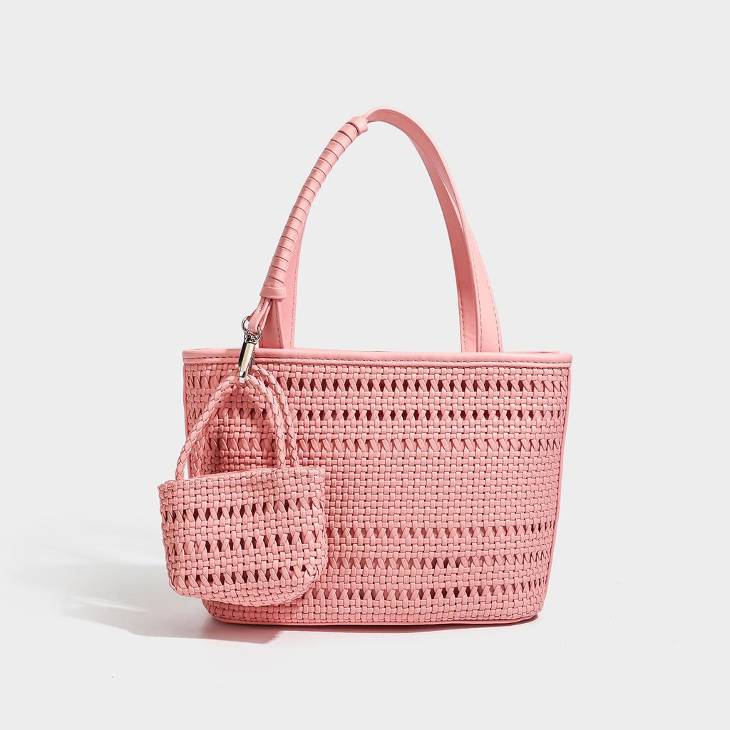 Hollow shoulder bag women's versatile beach vacation armpit bag solid color woven bag