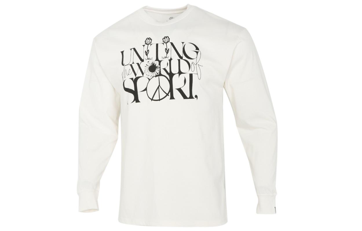 Nike T Shirts Men s Ecru Crew Neck Moderate Straight Fit DM2191-902 L
