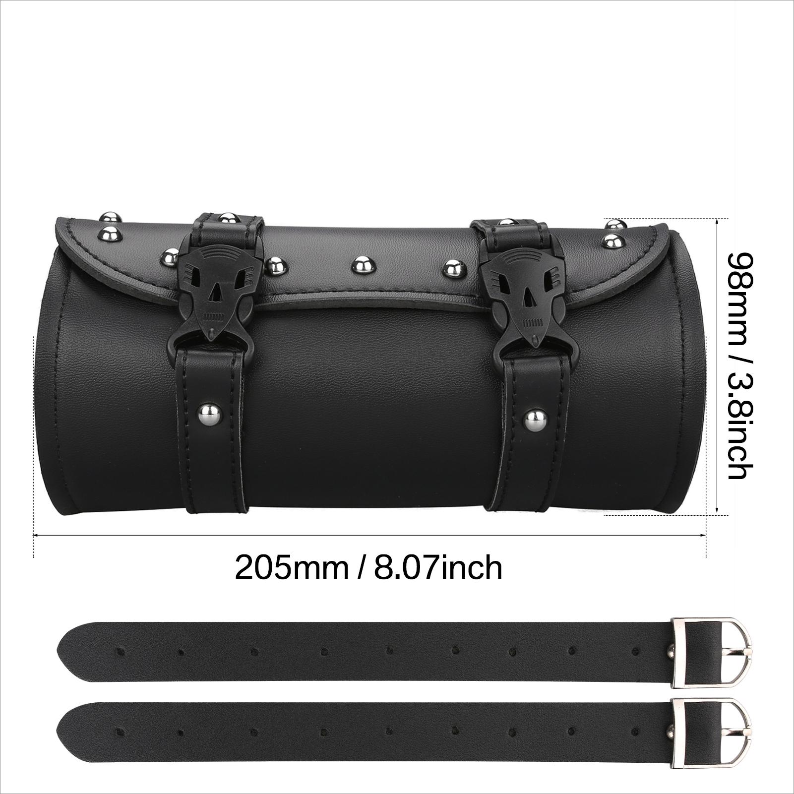 Motorcycle Tool Bag PU Leather Motorcycle Fork Bag with Adjustable Straps Saddlebag Motorbike Pouch Motorcycle Side Bag