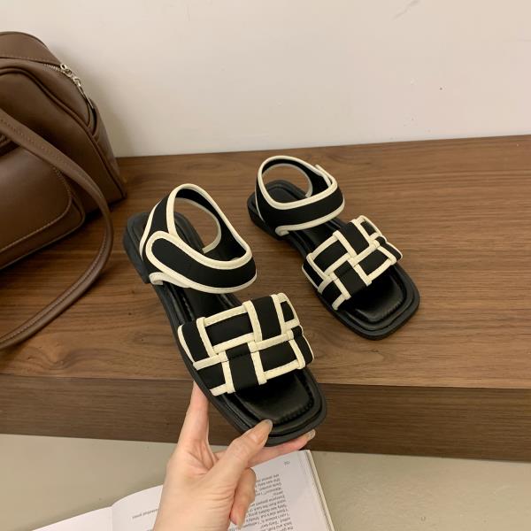 

Fashion Clear Heels Flat Sandal Shoe 2025 Summer All-Match Without Girls Fashion Retro New Beach Outside Scandals Rome Flat Sandal Shoe 35