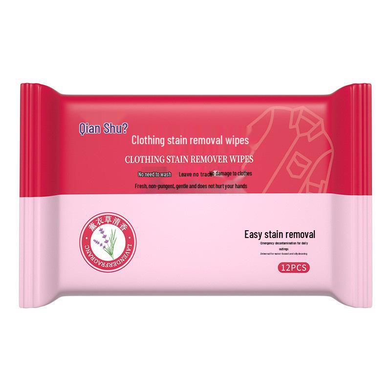 Portable No-Wash Clothing Stain Remover Wipes - Oil & Stain Removal, 20 Individually Wrapped Pieces, Emergency and Travel-Friendly.