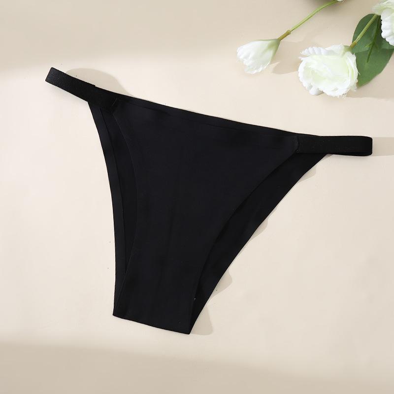 

CINOON Жіночі Сексуальні Трусики з Крижаного Шовку з Низькою Посадкою, Безшовні Стрінги, Спідня Білизна, Однотонні, Половина Стегна M чорний