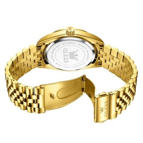 OLEVS quartz wristwatch mens waterproof date luminous stainless popular stylish male fashion business watch men gold