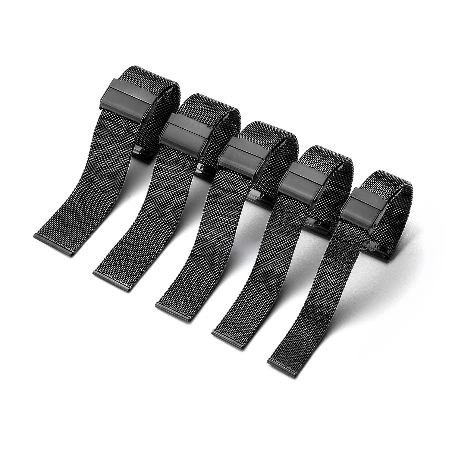 Weibo Black Milanese Stainless Steel Watch Strap 14mm чёрный