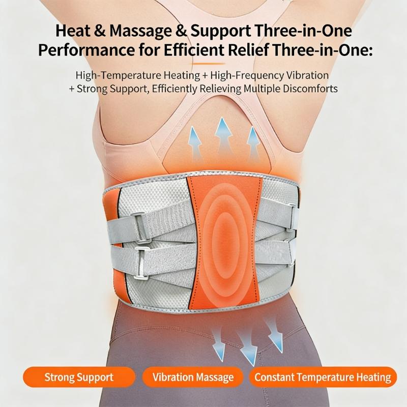 Ergonomic Lumbar Support Belt Heating Therapy And Vibrations Massage For Improved Postures And Reduce Fatigue During Daily Activities