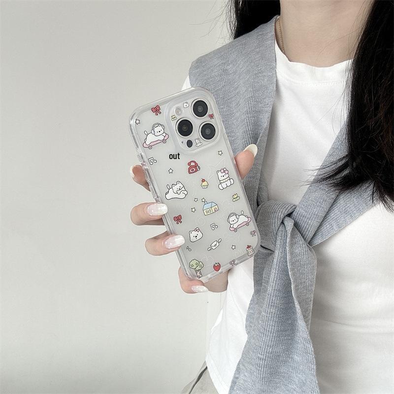 Korean Style iPhone 17/16 Pro Max/15 Pro Dog Dessert Headphone Skateboard Phone Case