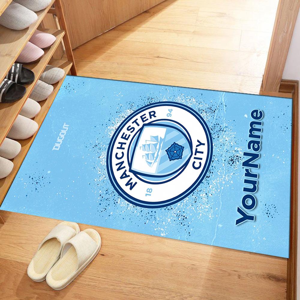 Manchester City Customize Text Area Rug Design for Game Room Dormitory Dining Room Kitchen Antislip Carpet Office home decor Gift for Festivals