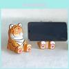 Wooden Handcrafted Tiger Phone Stand With Carving For Home Office And Gift Giving