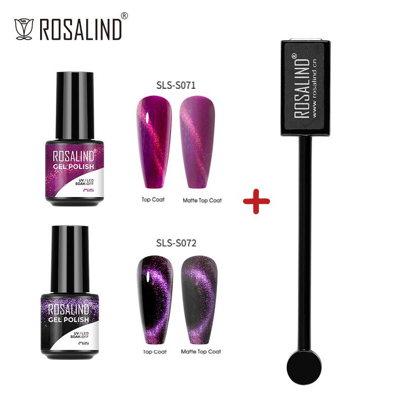 ROSALIN 3PCS Cat's Eye Gel Nail Polish With Magnet Tool Semi Permanent UV Gel Polish Magnetic Nail Art Design