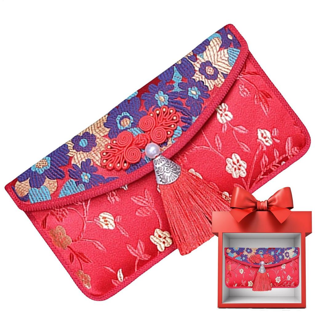 Chinese Brocade Red Envelope Packets Traditional Chinese Red Envelopes With Tassels For Spring Festival Weddings Birthdays
