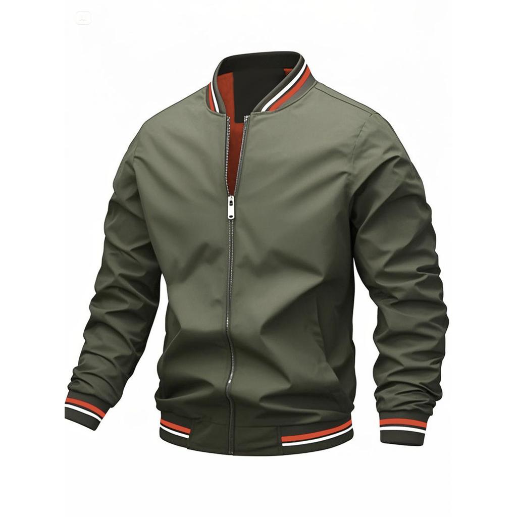 Herren Freizeit Stehkragen Doppelstreifen Jacke Mantel