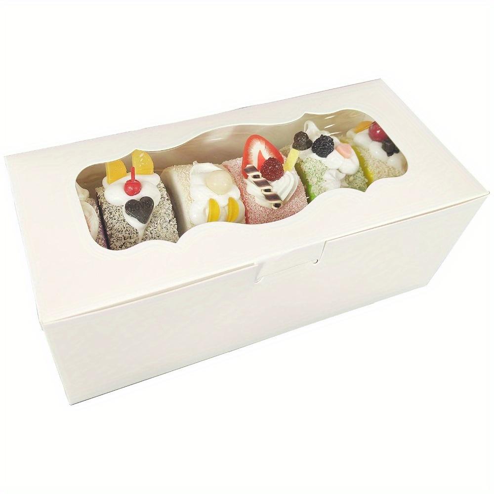 10pcs Cookie Boxes White Bakery Boxes with Window Treat Boxes Present Boxes for Roll Cakes Desserts Muffins Donuts Candies and Pastries