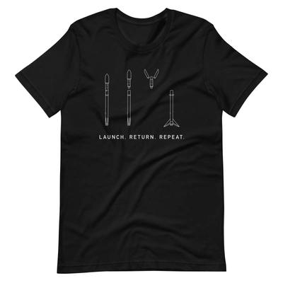 Spacex Falcon 9 Launch Return Repeat T Shirt Vintage Washed Fashion Designer Clothes Stylish Streetwear Breathable Graphic