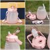 1200ml Large Capacity Frosted Mug Travel Sports Bottle Portable Plastic Cup with Shoulder Strap Straw Handheld Water Bottle