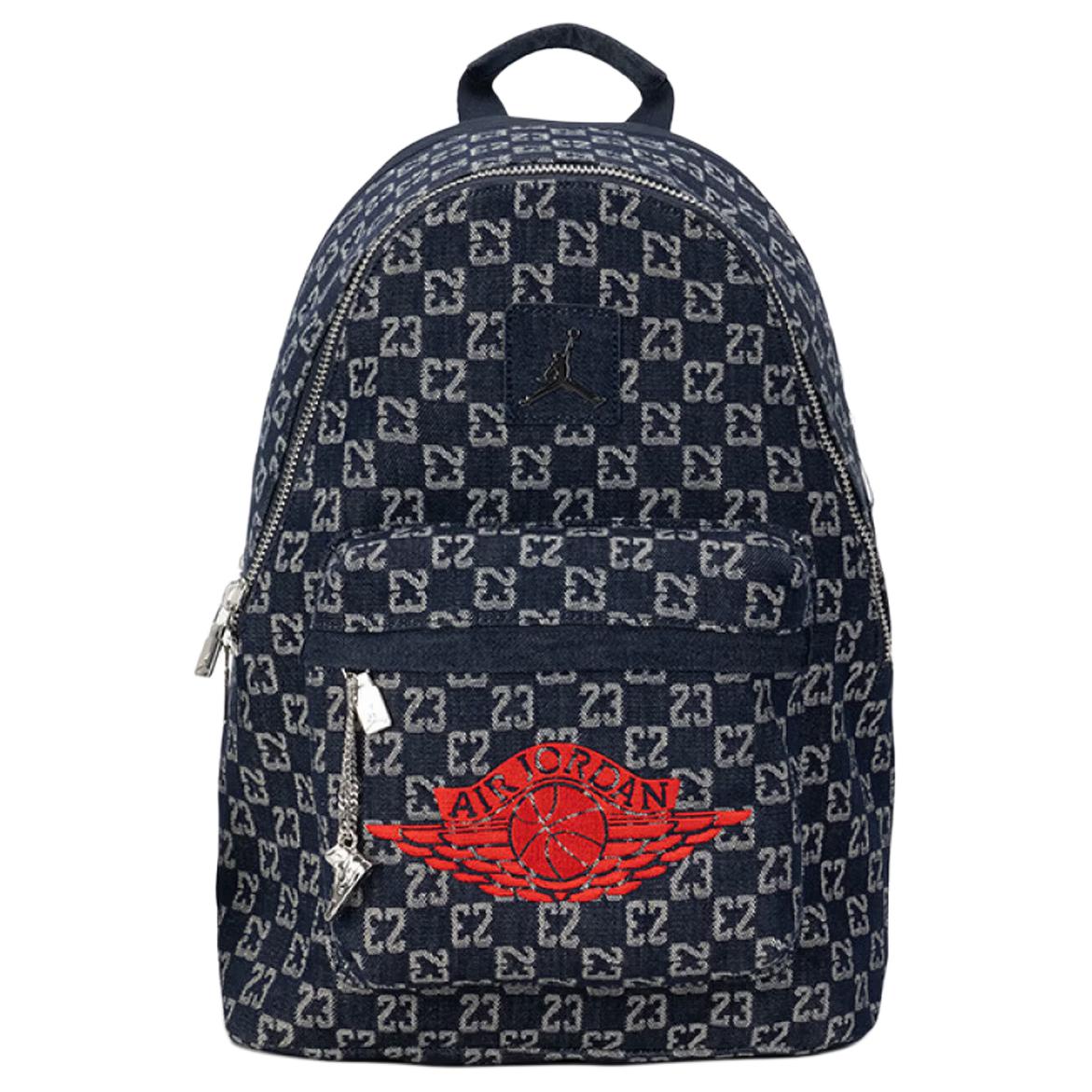 Jordan 24L Logo All Over Print Large Capacity Polyester Backpack Medium Unisex Backpacks Dark-Denim JD2623001AD-001 Dark Denim