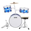 Kids Drum Set 3-Piece 14 in Beginner Drum Set for Child with Throne Blue