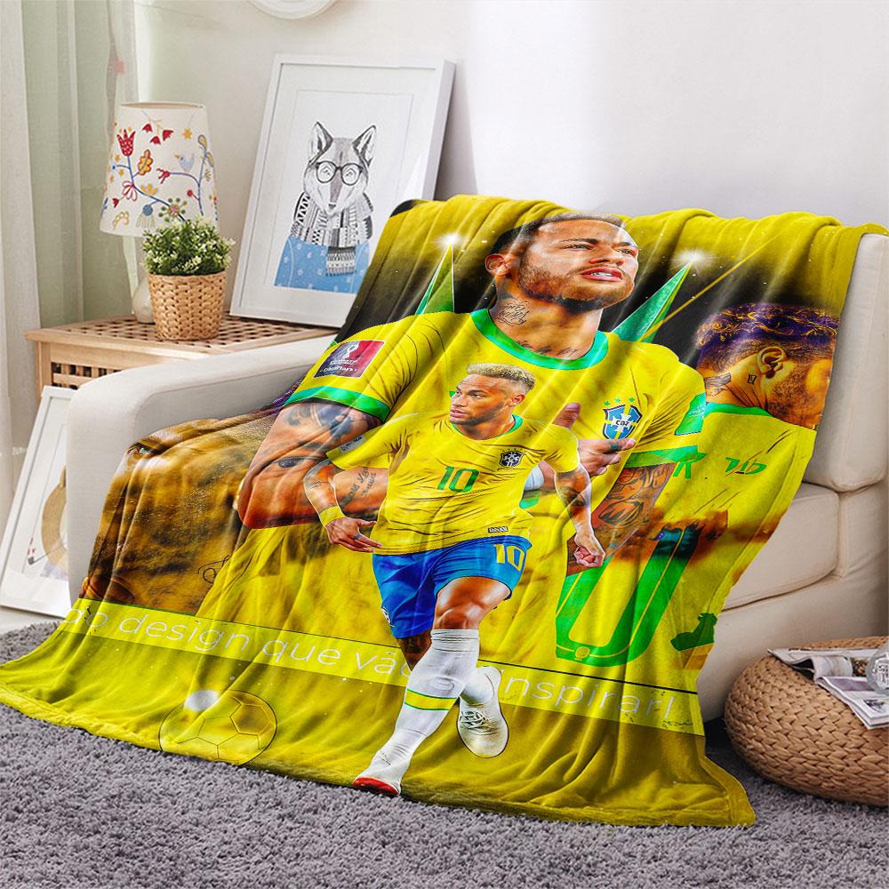 1PC Neymar Patterned Flannel Blanket Suitable For All Seasons for Home Decor Warmth and Comfort Gifts Holiday Present