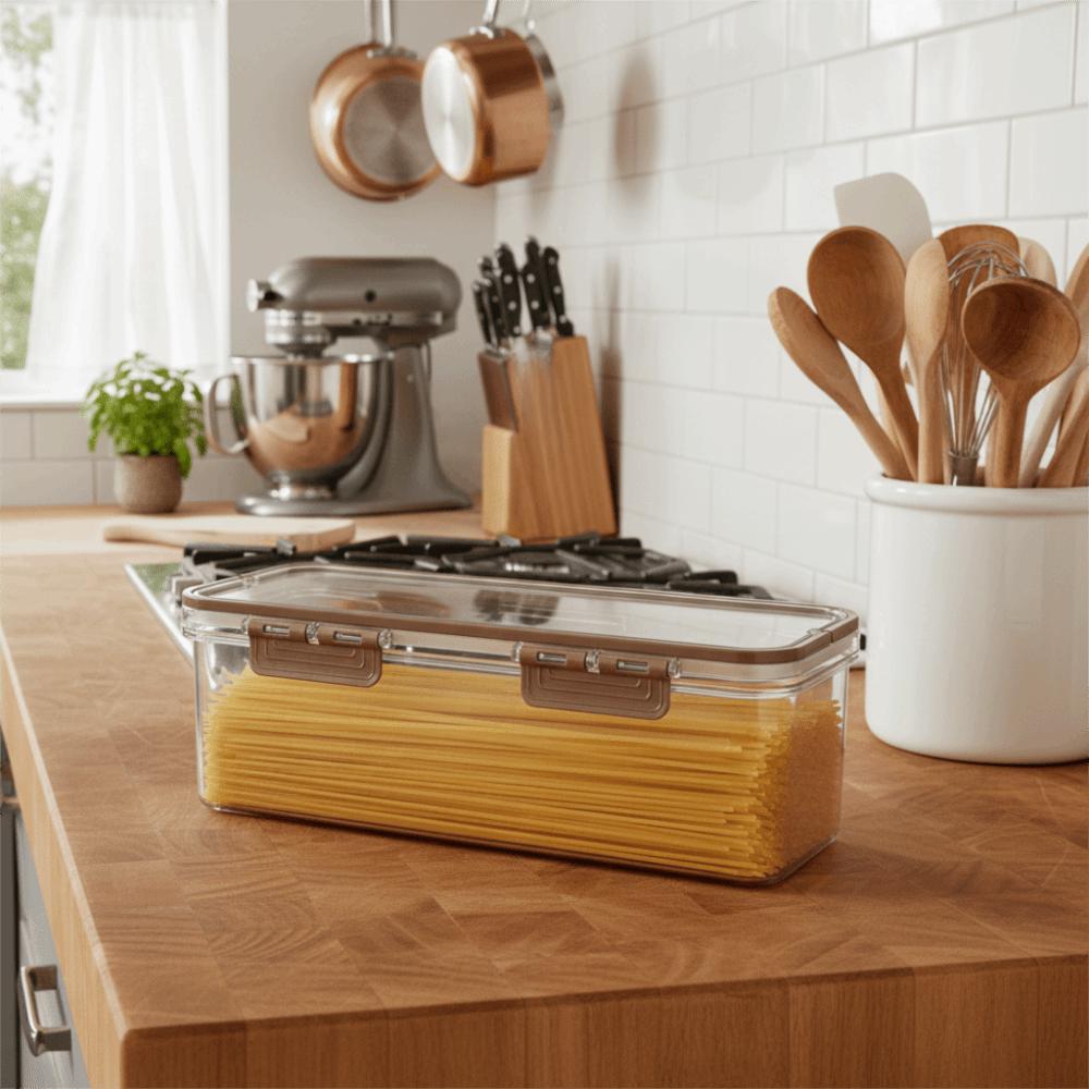 Transparent Noodles Storage Box Rectangular Spaghetti Container  for Home