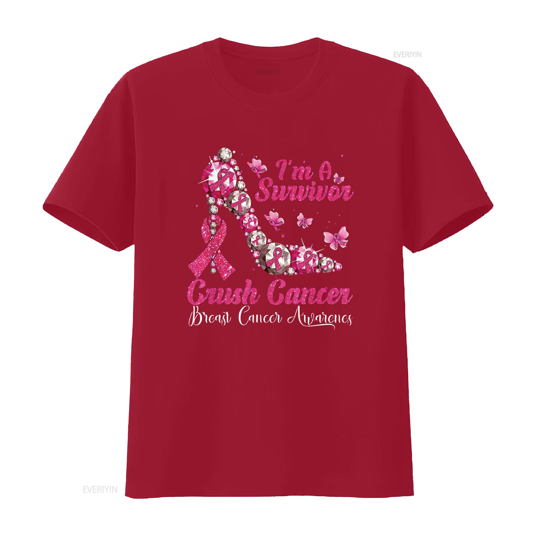 

Womens T Shirt I m A Survivor Crush Cancer High Heel Breast Awarenes Black 2X Large vintage Washed Soft Comfortable streetwear S