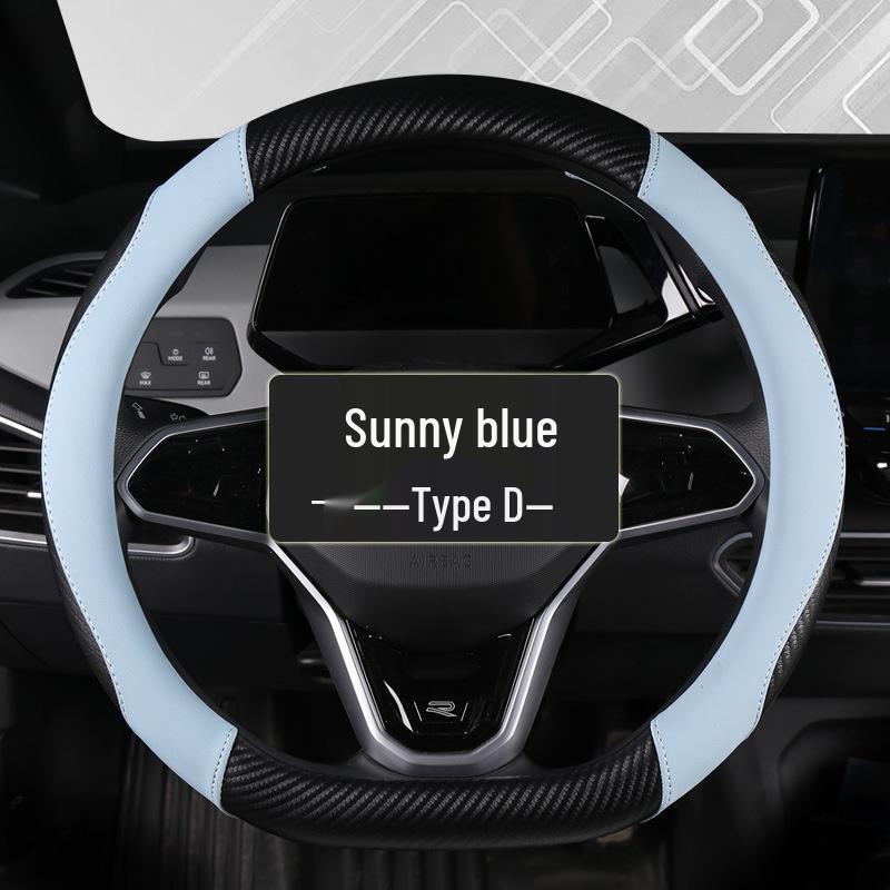 Four Seasons Universal Durable Non-Slip Carbon Fiber Leather Steering Wheel Cover 38cm