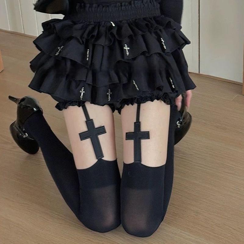 Y2K Schwarz Weiß Damen Lange Socken Sexy Oberschenkelhohe Nylonstrümpfe Atmungsaktiv Über dem Knie Socken Mädchen Für 40-75kg gray
