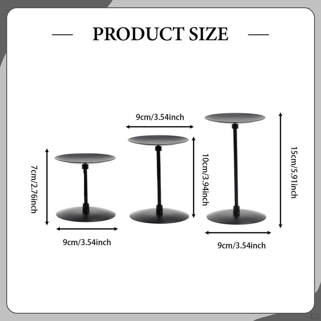 3 Pieces Candle Holder Iron Vintage Stand Decorative Handmade Non-Slip for Dining Room Living