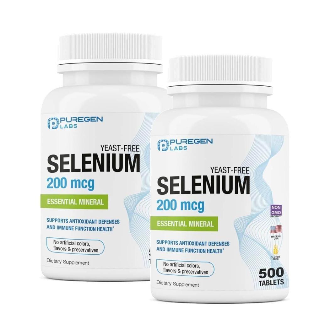 Puregen Labs Selenium 200mcg Yeast-Free Essential Minerals 2 pcs 500 Tablets