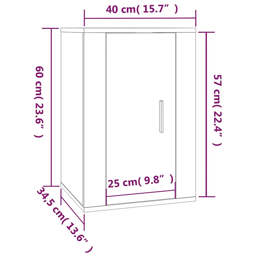 TV Wall Cabinet Black 40 X 34.5 X 60 Cm